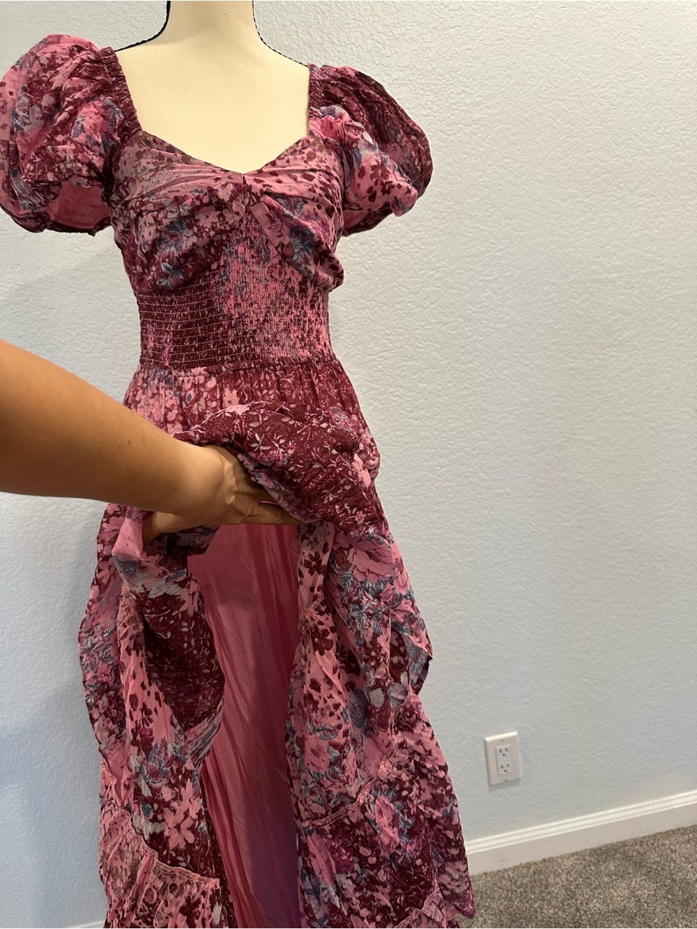 Free People Pink Floral Puff Sleeve Maxi Dress - Picture 5 of 11
